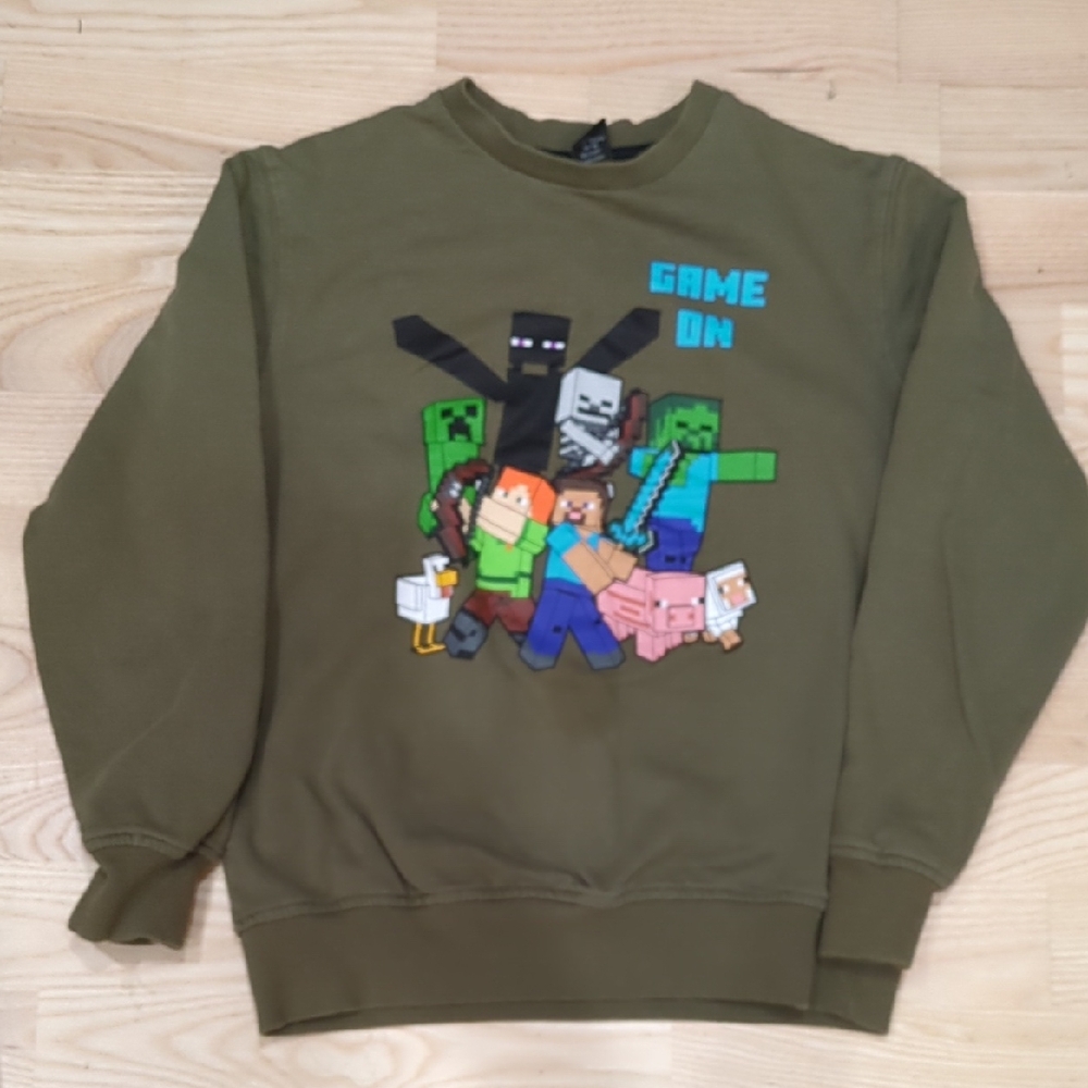 Minecraft Green Sweatshirt - Game On, 135-140 cm 8-10 years